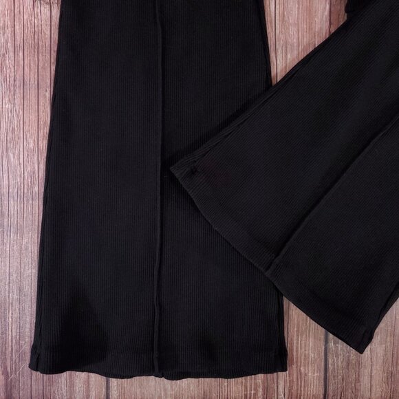 NWT Donni Womens Size Medium The Rib Kick Flare Bell Bottom Pants Black - Picture 4 of 14